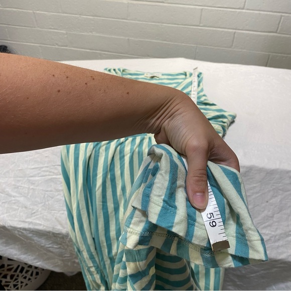 Synergy 100% Organic Cotton Dress Ruched Maxi Dress Women’s Large Turquoise EUC - Picture 8 of 13